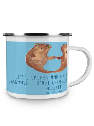 Mr. & Mrs. Panda Kaffeebecher Hochzeit Liebe Lachen mit Spruch in Sky Blue