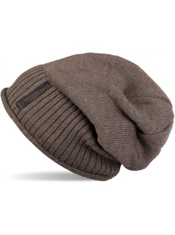 styleBREAKER Feinstrick Beanie Mütze in Taupe