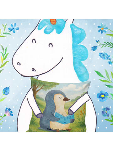 Mr. & Mrs. Panda Sofa Kissen Pinguin Buch Design ohne Spruch in Weiß