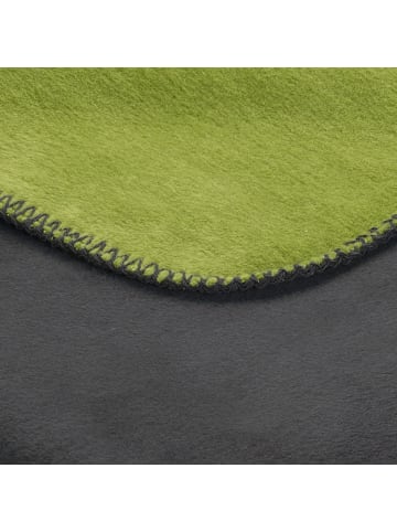 Erwin Müller Baumwollmischung Wohndecke Matera in dunkelgrau/apfelgrün