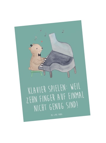 Mr. & Mrs. Panda Postkarte Klavier Magie mit Spruch in Meeresbrise