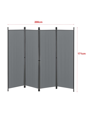 en.casa Raumteiler Huesca - 4-teilig in Grau (H)171cm (B)200cm