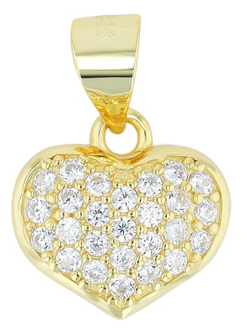 Adeliás Damen Anhänger – Herz Herzanhänger aus 925 Silber mit Zirkonia in gold