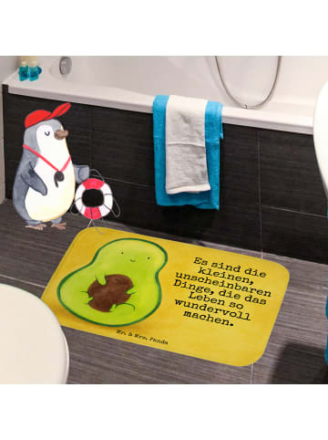 Mr. & Mrs. Panda Badematte Avocado Kern Design mit Spruch in Weiß