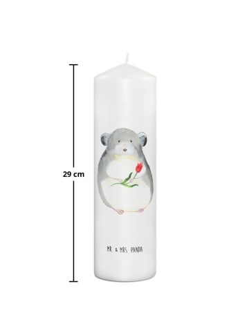 Mr. & Mrs. Panda Kerze Chinchilla Blume ohne Spruch in Weiß