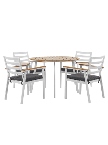 Beliani 9-tlg Gartentisch Set CAVOLI in Weiß/Grau/Braun