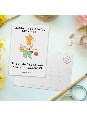 Mr. & Mrs. Panda Grußkarte Basketballtrainer Leidenschaft mit Sp... in Weiß