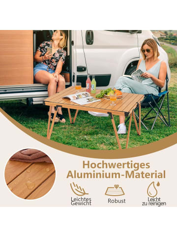 COSTWAY Campingtisch 90x69x42cm in Braun