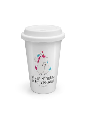 Mr. & Mrs. Panda Thermobecher Einhorn Mitteilung mit Spruch in Weiß