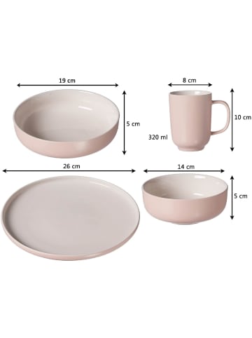 Ritzenhoff & Breker 32er Set XXL Kombiservice Jasper in rosa-vanille