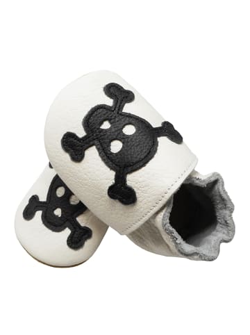 Yihakids Weiße Babyschuhe aus Leder für Kleinkinder Totenkopfmuster
