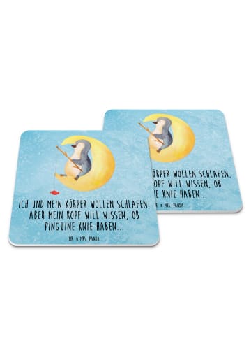 Mr. & Mrs. Panda Glasuntersetzer Pinguin Mond mit Spruch in Eisblau