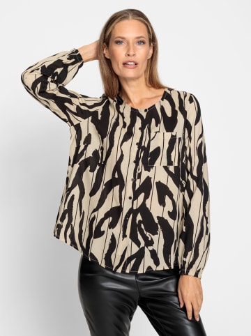 Heine Druckbluse in schwarz-sand-bedruckt