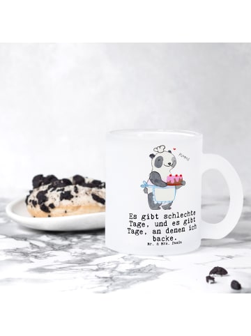 Mr. & Mrs. Panda Glas Panda Backen mit Spruch in Transparent