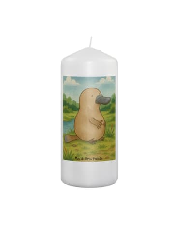 Mr. & Mrs. Panda Kerze Schnabeltier Mut Design ohne Spruch in Weiß