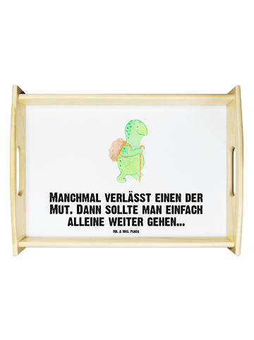 Mr. & Mrs. Panda Serviertablett Schildkröte Wanderer mit Spruch in Weiß
