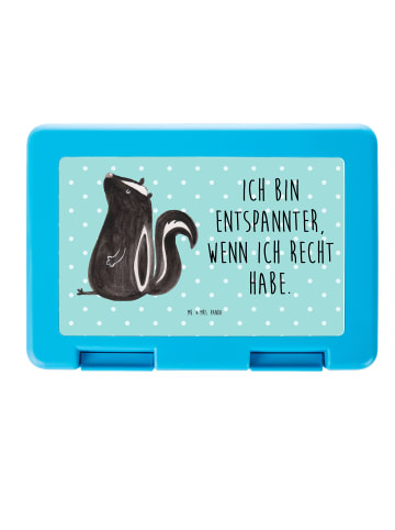 Mr. & Mrs. Panda Essensbox Stinktier Sitzen mit Spruch in Türkis Pastell
