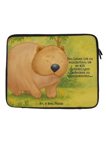 Mr. & Mrs. Panda Laptop Tasche Wombat Design mit Spruch in Weiß