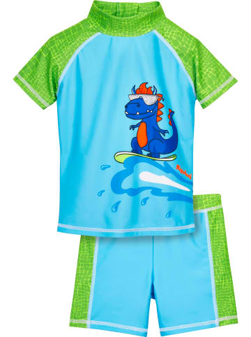 Playshoes UV-Schutz Bade-Set Dino in Blau/Grün