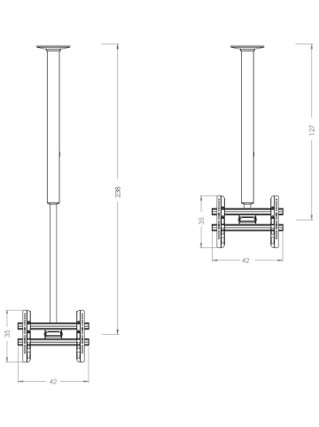VCM  Universal VESA TV Deckenhalterung Halter CM3 Maxi in Silber