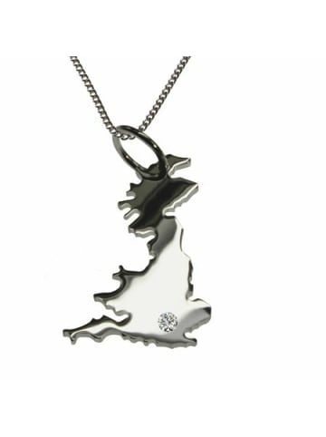 Schmuckador 50cm Kette + England mit Brillant in 925 Silber in silber