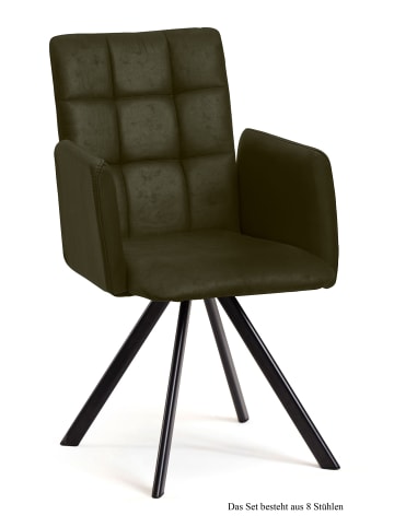 58 aufm Kessel ARMLEHNSTUHL (8er-Set) Dayle 52x91x60 Schwarz/Khaki