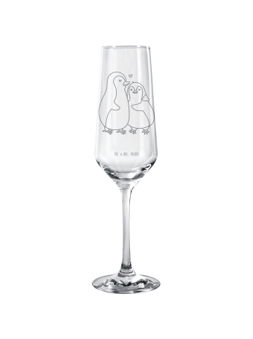 Mr. & Mrs. Panda Sektglas Pinguin umarmen ohne Spruch in Transparent