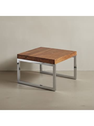 KADIMA DESIGN Couchtisch Sheesham | Massiv, Metall, Landhaus, Dunkelbraun