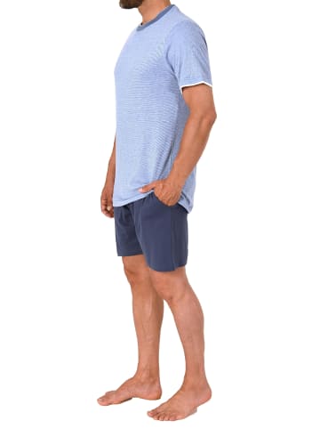 NORMANN kurzarm Schlafanzug Shorty Pyjama - 78303 in marine