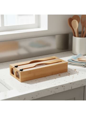 relaxdays Folienspender in Natur - 2 Rollen