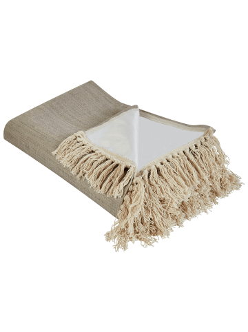 Beliani Picknickdecke DHANDI in Beige - (W) 200 x (H) 1 x (L) 200 cm