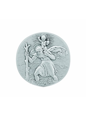 Adeliás Damen Alpacca Autoplakette Christophorus Ø 38,5 mm in silber