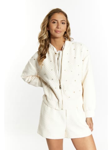 faina Damen Boucé Jacke Mit Strass-Steinen in Wollweiss
