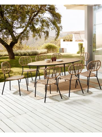 Beliani 8er-Set Gartenstuhl PRATELLO in Naturfarben/Beige/Schwarz