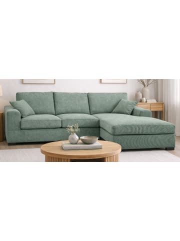 Inn.Furn Sofa petrol Strukturstoff 308 cm, Ecksofa 5-Sitzer, L-Sofa Ottomane rechts
