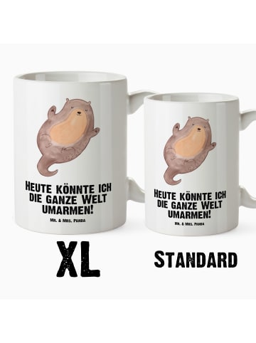 Mr. & Mrs. Panda Riesenkaffeetasse Otter Umarmen mit Spruch in Weiß