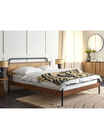 Beliani 2-tlg Doppelbett BOUSSICOURT in Braun/Schwarz