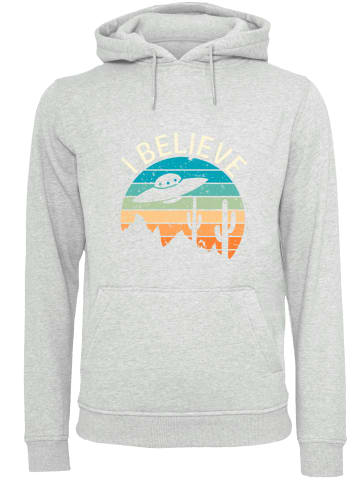 F4NT4STIC Hoodie I Believe UFO Alien Sonnenuntergang in grau meliert