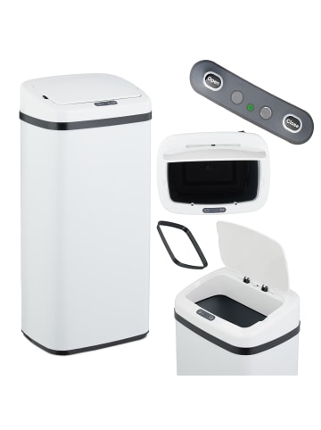relaxdays Mülleimer mit Sensor in Weiß - 40 Liter