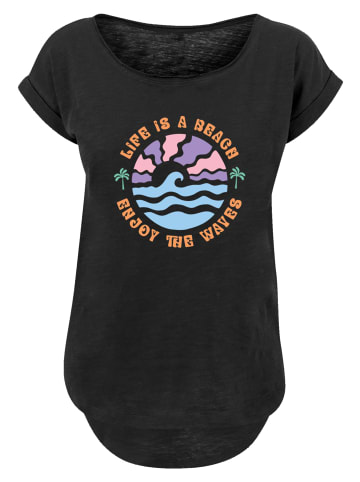 F4NT4STIC Long Cut T-Shirt Life Is A Beach Enjoy The Waves in schwarz