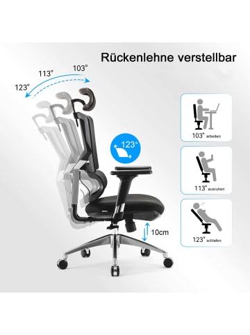 MCW Bürostuhl J89 mit Lordosenstütze und 3D-Armlehnen, Mesh schwarz