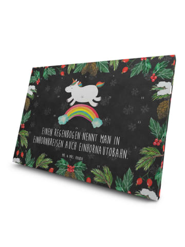 Mr. & Mrs. Panda Advents-Teekalender Einhorn Regenbogen mit Spruch in Kreidetafel