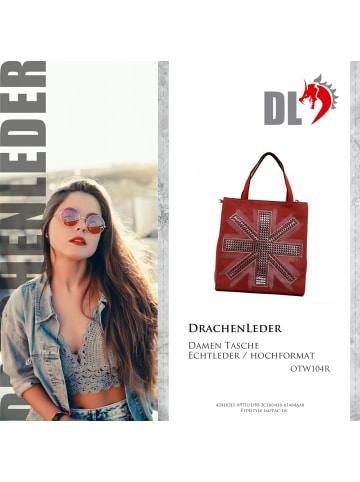 DrachenLeder DrachenLeder Schultertasche, Umhängetasche Kunstleder rot, koralle ca. 30cm