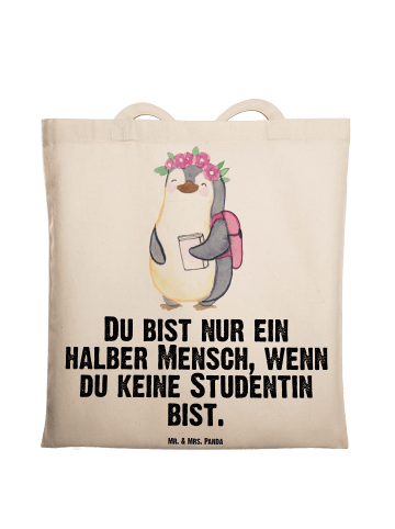 Mr. & Mrs. Panda Tragetasche Studentin Herz mit Spruch in Creme