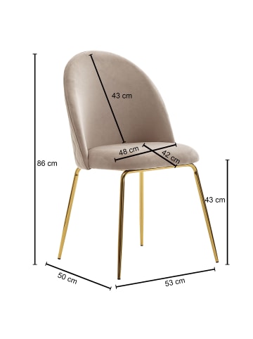 KADIMA DESIGN Skandinavischer Esszimmerstuhl 2er Set mit Samtbezug, 53x86x50 cm in Beige