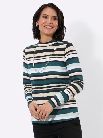 WITT WEIDEN Stehkragen-Shirt in petrol-kalkmint-geringelt