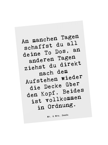 Mr. & Mrs. Panda Postkarte Spruch Tapferkeit im Alltag mit Spruch in Weiß