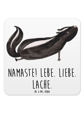 Mr. & Mrs. Panda Untersetzer Set Stinktier Yoga mit Spruch in Weiß