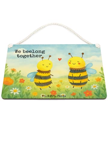 Mr. & Mrs. Panda Schild Biene Verliebt Design mit Spruch in Weiß