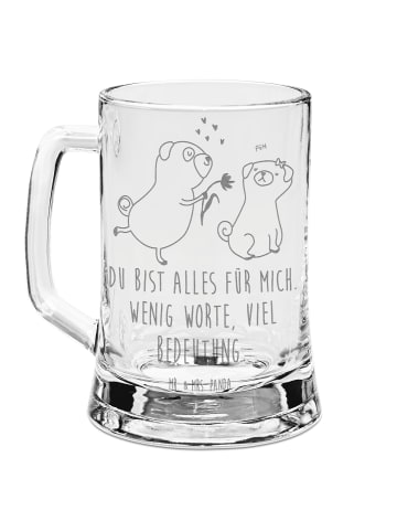 Mr. & Mrs. Panda Bierkrug Mops Verliebt mit Spruch in Transparent